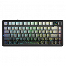 Bàn Phím Cơ Không Dây AULA F75 MAX Xám Đen Gradient Contour - Reaper Switch (80 phím, 3 mode, Gasket mount, Hotswap, Màn TFT)