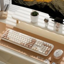 Combo Bàn Phím Và Chuột Không Dây MOFII Silly Cat - Beige White (2.4GHz)