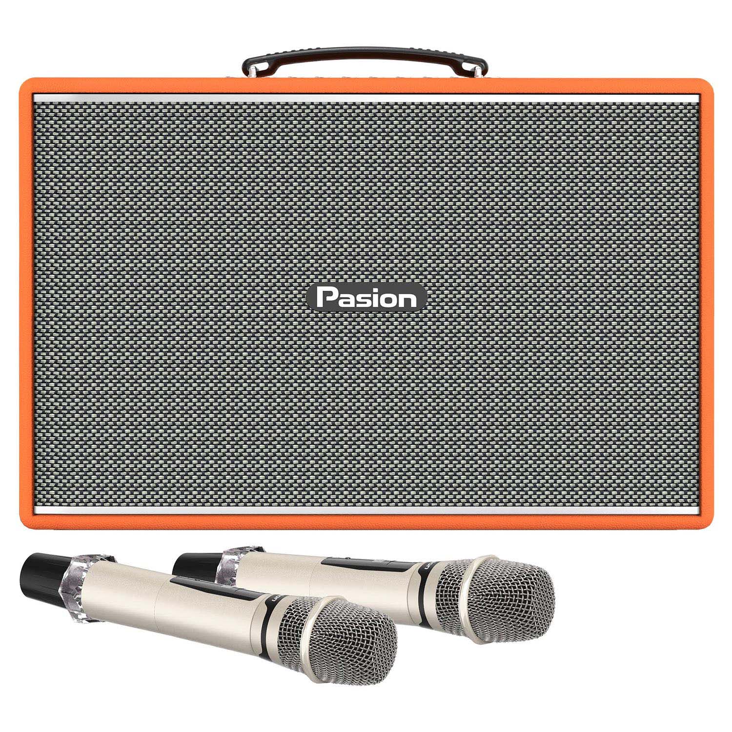 LOA KARAOKE PARAMAX PASION MOZO ORANGE LEATHER (Bass đôi 20cm, 275W, Kèm 2 Micro)