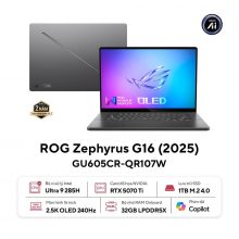 Laptop Asus Gaming ROG Zephyrus GU605CR-QR107W (Core Ultra 9 258H, RAM 32GB, SSD 1TB, Màn Hình 16inch WQXGA 240Hz, RTX 5070Ti 12GB, Windows11)