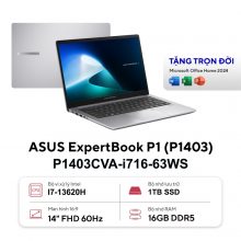 Laptop ASUS ExpertBook P1 P1403CVA-I716-63WS (Intel Core I7-13620H, RAM 16GB, SSD 512GB, Intel UHD Graphics, Màn Hình 14inch FullHD, Windows 11, Office 2025, Màu Xám)