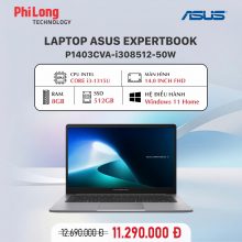 Laptop ASUS ExpertBook P1 P1403CVA-I308512-50W (Intel Core i3-1315U, RAM 8GB, SSD 512GB, Intel UHD Graphics, Màn Hình 14 inch FullHD, Windows 11, Màu Xám)