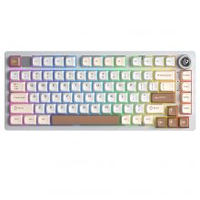 Bàn Phím Cơ Không Dây Vỏ Nhôm Leobog Hi75C PRO Be Trắng Nâu - Turquoise Switch (3 mode, Gasket Mount, Hotswap)