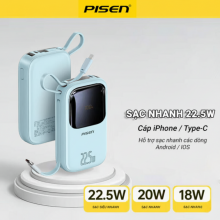 Pin Sạc Dự Phòng 20000mAh PISEN QUICK POWERLink Color 22.5W TP-D088 Blue