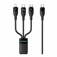 Cáp Sạc 3-in-1 Blaupunkt BLC3100B PD100W, 1.2m, Type-C to USB-C + Lightning + Micro-usb
