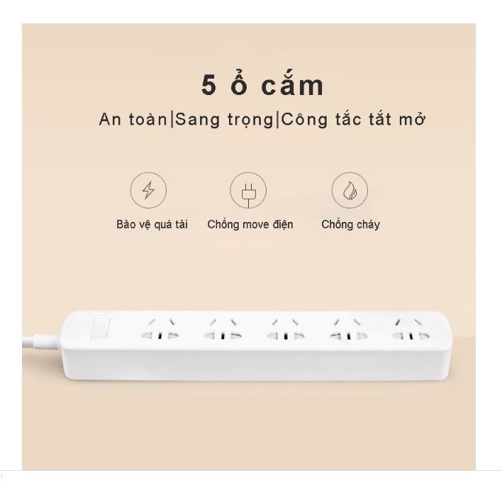 22123-pscxb-01a-1-1 Ổ cắm điện Pisen 005EP/PSCXB-01A , 5 ổ cắm, công suất Max 2500W, cáp dài 1.8 mét