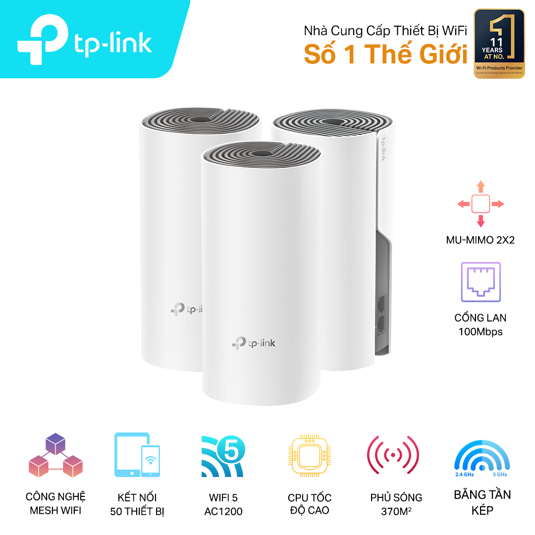 26209-e4_3-1 Hệ thống WiFi Mesh TP-Link DECO E4 AC1200 MU-MIMO (3-Pack)