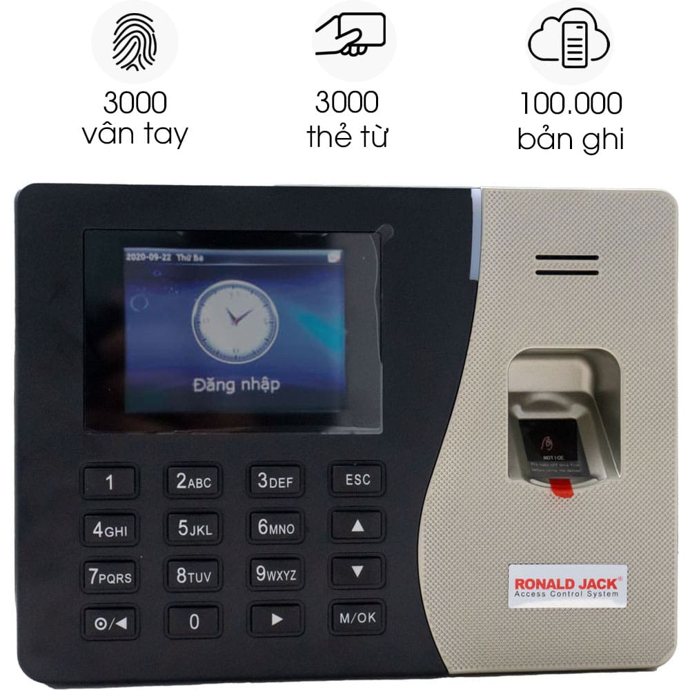 27899-rj3030-1-1 Máy chấm công vân tay + thẻ từ RONALD JACK RJ3030, Hàng chính hãng, Bảo hành 12 tháng