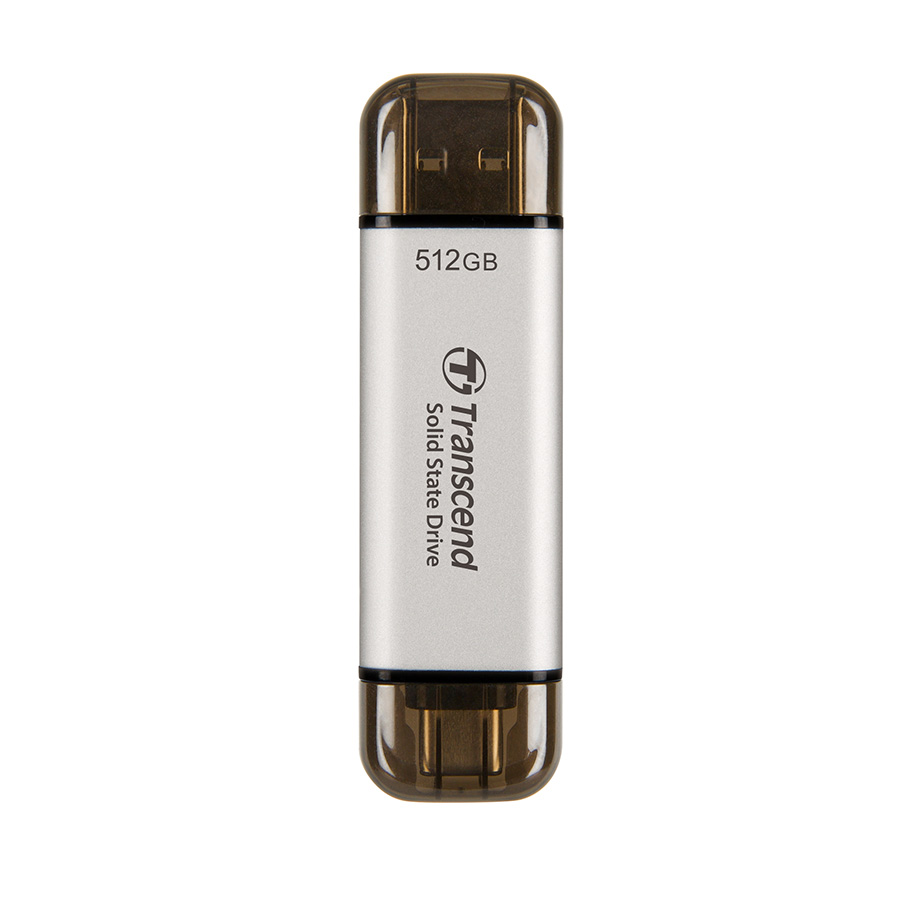 30834-o-cung-di-dong-ssd-transcend-esd310c-ts512gesd310s-philong-1 Ổ cứng di động SSD Transcend ESD310 512GB USB 3.2 Gen 2x1 Màu bạc (TS512GESD310S), Kích thước siêu nhỏ, Tích hợp 2 cổng USB-A và USB-C