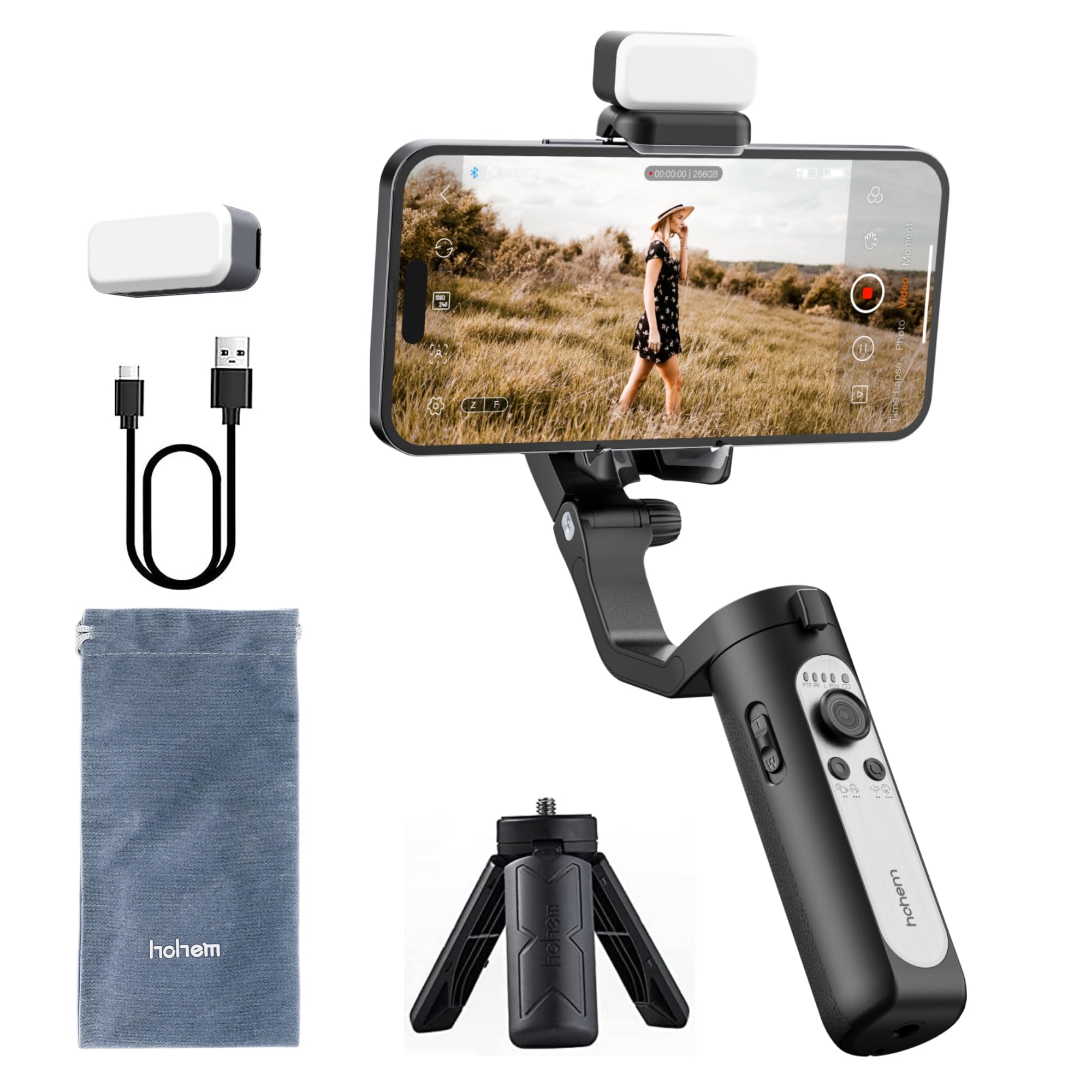31681-71rtyjvxdbl-1 Tay cầm chống rung Gimbal cho điện thoại HOHEM HT-ISTEADY XE KIT BLACK, màu đen