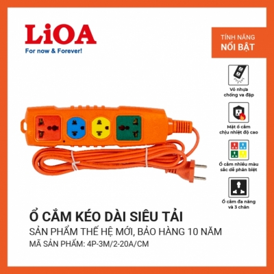31992-4p-3m-2-20a-1 Ổ CẮM SIÊU TẢI LIOA 4P-3M/2-20A (4 ổ cắm đa năng, dài 3 mét, 6600W)