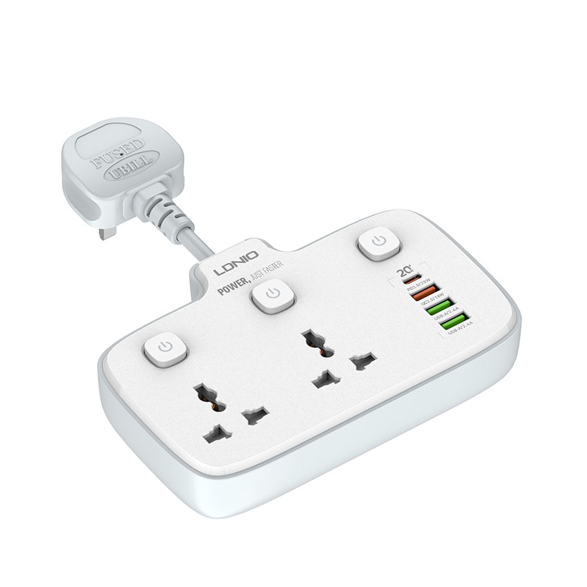 Ổ cắm điện LDNIO SC2413 (2x3 chấu+3xUSB-A+1xUSB-C/2500W/3T)