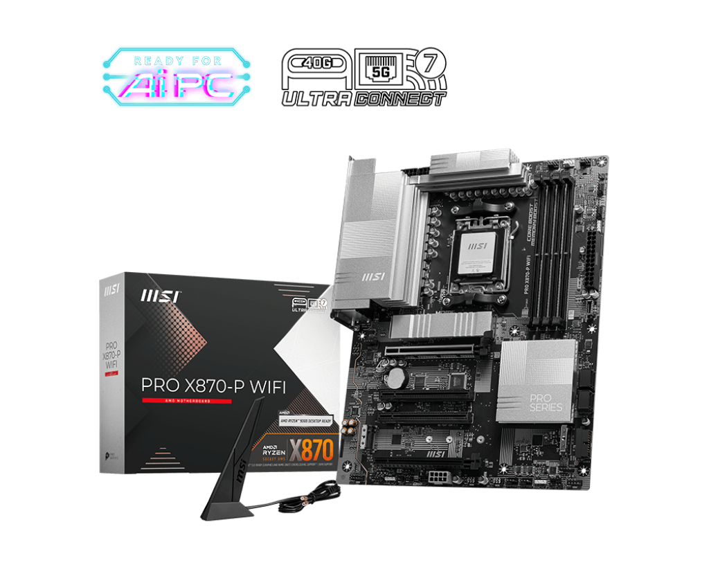 34092-mainboard-msi-pro-x870-p-wifi-philong-1 Mainboard MSI PRO X870-P WIFI (AM5, 4x DDR5, HDMI, USB4, M.2 PCIe 5.0, WiFi 7, ATX)
