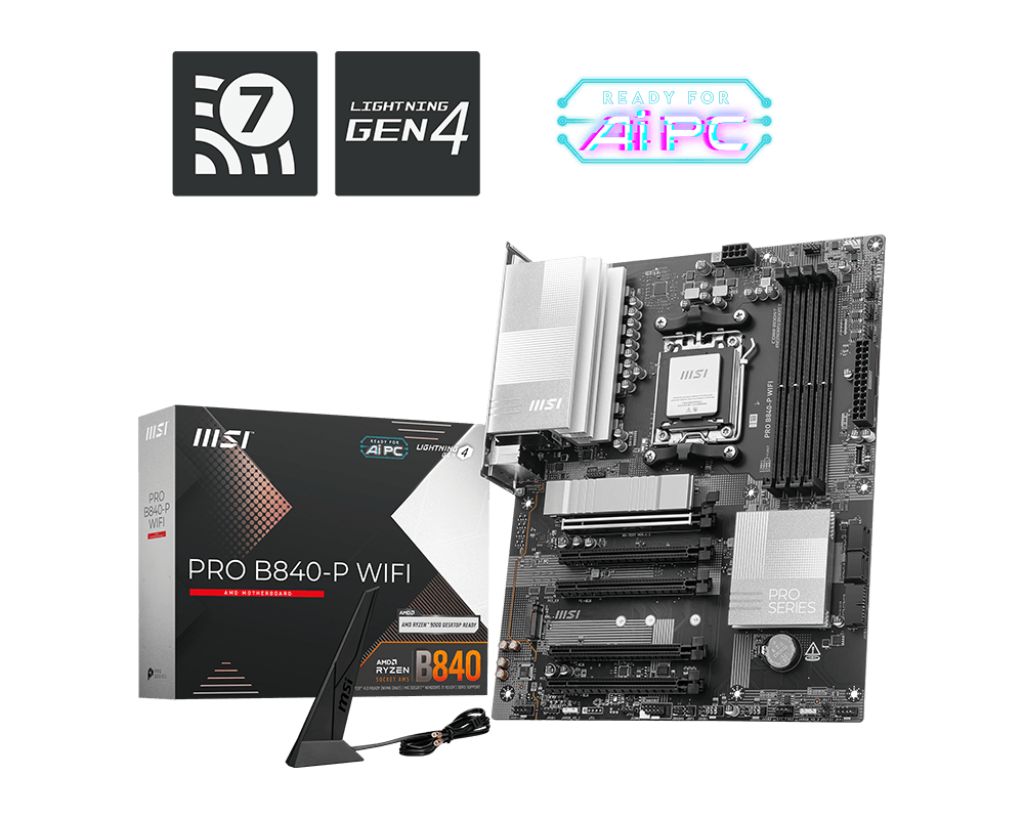 34924-mainboard-msi-pro-b840-p-wifi-philong-1-1 Mainboard MSI PRO B840-P WIFI (AM5, 4x DDR5, HDMI, M.2 PCIe 4.0, WiFi 7, ATX)