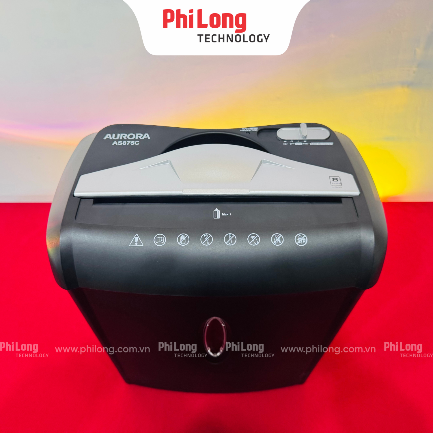 35025-aurora-2-1 Máy Hủy Giấy AURORA AS875C (Hủy Vụn, 8 tờ/lần, 14 lít, 5x47 mm)