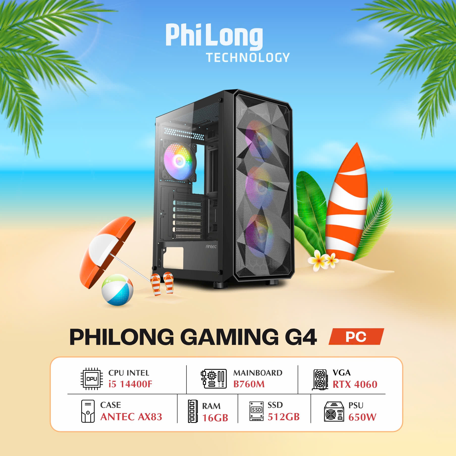35730-pc-phi-long-gaming-g4 PC Phi Long Gaming G4 (i5 14400F, B760M, RAM 16GB, SSD 512GB, RTX 4060, PSU 650W)