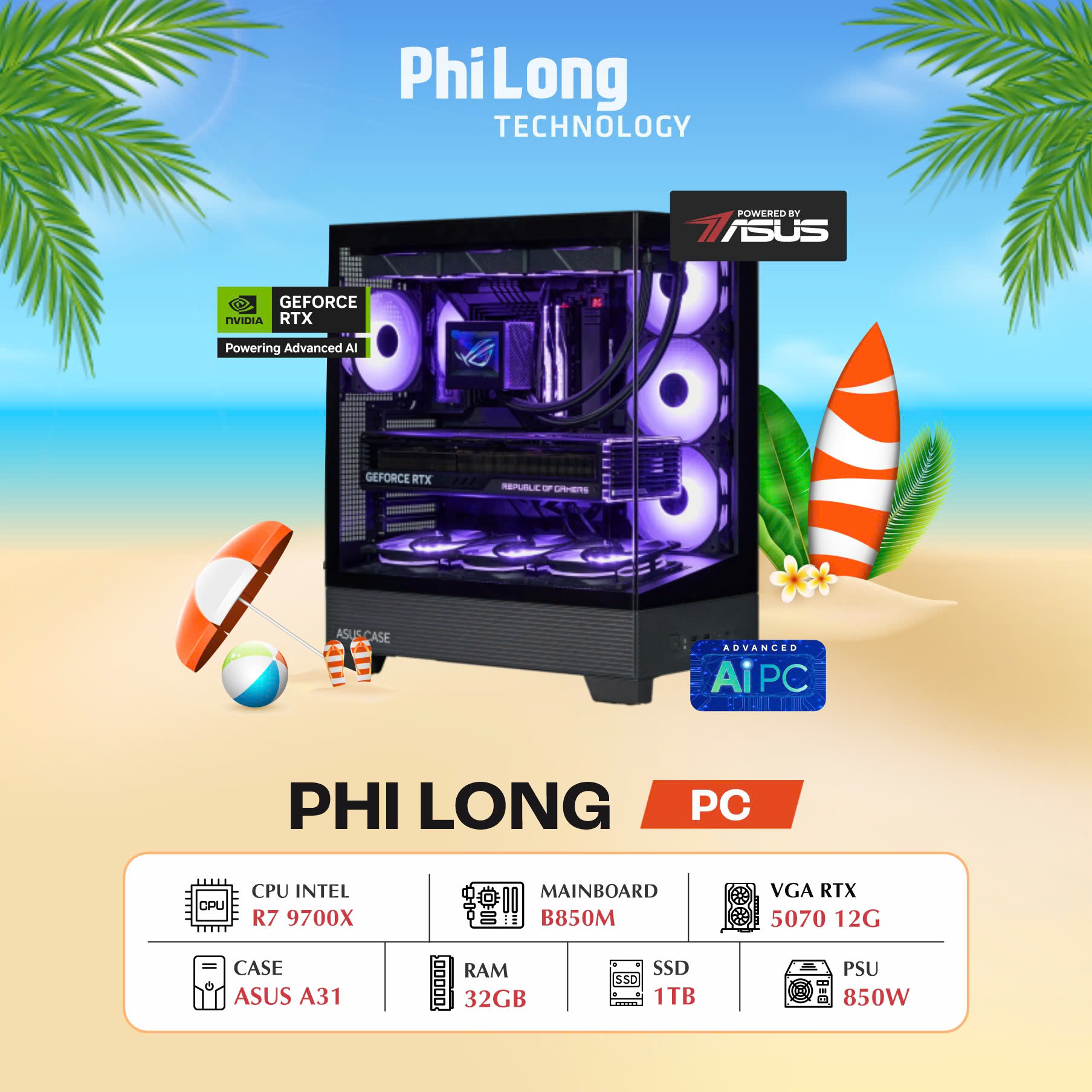 36490-pc-phi-long-creator-r7-9700x-rtx5070-powered-by-asus-1 PC Phi Long Creator - R7 9700X / RTX 5070 / RAM 32GB / SSD 1TB / PSU 850W / Tản AIO 360 - Powered By ASUS