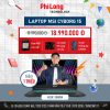 Laptop MSI Cyborg 15 A13UC 2088VN (Intel Core i5-13420H, RAM 16GB DDR5, SSD 512GB, RTX 3050 4GB, Màn Hình 15.6inch FullHD 144Hz, Windows 11, Màu Đen)