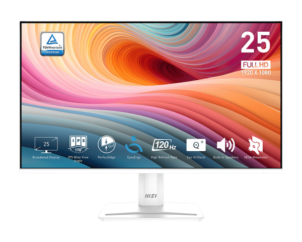 37099-600-1 Màn Hình MSI PRO MP251W E2 24.5 inch (FHD, IPS, 120Hz, 1ms, PerfectEdge, Màu Trắng)