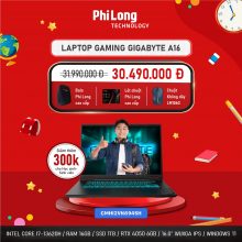 Laptop Gaming Gigabyte A16 CMHI2VN894SH (Intel Core i7-13620H, RAM 16GB, SSD 1TB, RTX 4050 6GB, Màn Hình 16 inch WUXGA IPS, Windows 11, Màu Đen)
