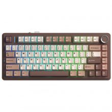 Bàn Phím Cơ Không Dây Aula F75 Nâu Be - Barbie Switch (80 phím + núm xoay, 3 mode, Gasket mount, Hotswap)