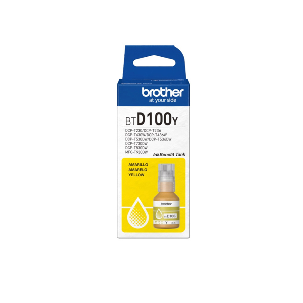 37443-52948_z12345-1 Mực In Phun Màu Brother 48.8ml BTD100Y Yellow (DCP-T230, T430W, T530DW, T730DW, T830DW, MFC-T930DW)