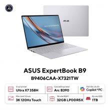 Laptop ASUS Expertbook B9406CAA-X7321TW (Intel Core Ultra X7 358H, RAM 32GB, SSD 1TB, Màn Hình 14inch WQXGA+ Touch, Intel Arc Graphics, Windows 11 Home, Màu Xám)