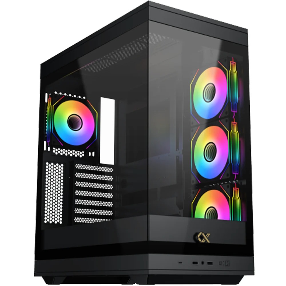 37817-vo-case-xigmatek-alpha-meta-4f-philong Vỏ Case Xigmatek Alpha META 4F Black (E-ATX, 2 mặt cường lực, Sẵn 4 fan ARGB, Max 7 fan, Rad 360, USB-C)