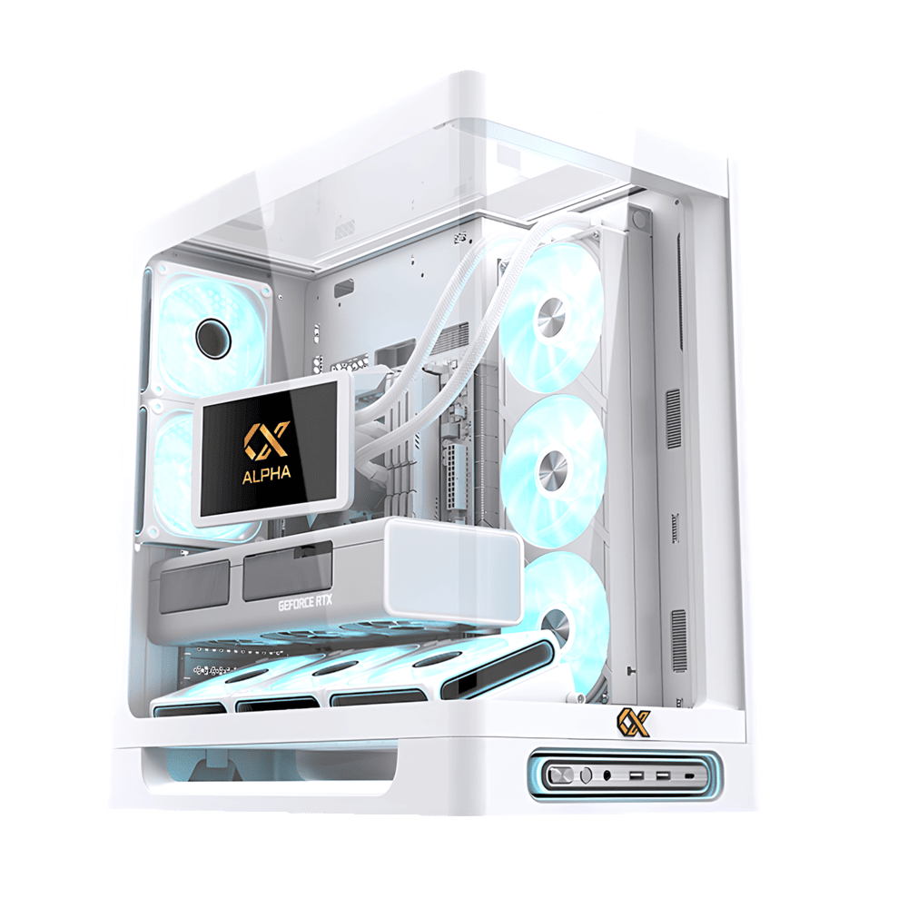 37864-vo-case-xigmatek-alpha-heaven-arctic-en49880-philong-1 Vỏ Case Xigmatek Alpha Heaven Arctic - EN49880 (E-ATX, 3 mặt cường lực, No Fan, Max 8 Fan, Rad 360, USB-C, Kèm Hub ARGB + Remote)