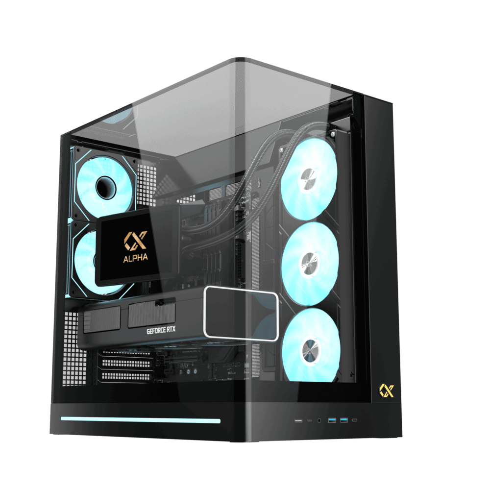 37865-vo-case-xigmatek-alpha-pano-ii-black-en48562-philong-8 Vỏ Case Xigmatek Alpha Pano II Black - EN48562 (E-ATX, 3 mặt cường lực, No Fan, Max 8 Fan, Rad 360, USB-C, Kèm Hub ARGB + Remote)