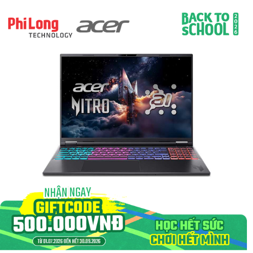 38060-acer-nitro-propanel-an16s-61-r9cn Laptop Acer Gaming Nitro ProPanel AN16S-61-R9CN (AMD Ryzen AI 7 350, RAM 16GB, SSD 512GB, RTX 5070 8GB, Màn Hình 16.0 inch 2K+, IPS, 180Hz, 400nits, Windows 11)
