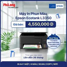 Máy In Phun Màu EPSON EcoTank L3350 (In A4 Một Mặt, Scan, Copy, WiFi)
