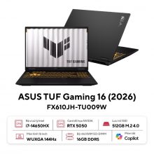 Laptop ASUS TUF Gaming 16 FX610JH-TU009W (Core i7 14650HX, RTX 5050, Màn Hình 16 inch FHD+ IPS 144Hz, RAM 16GB, SSD 512GB, Windows 11)