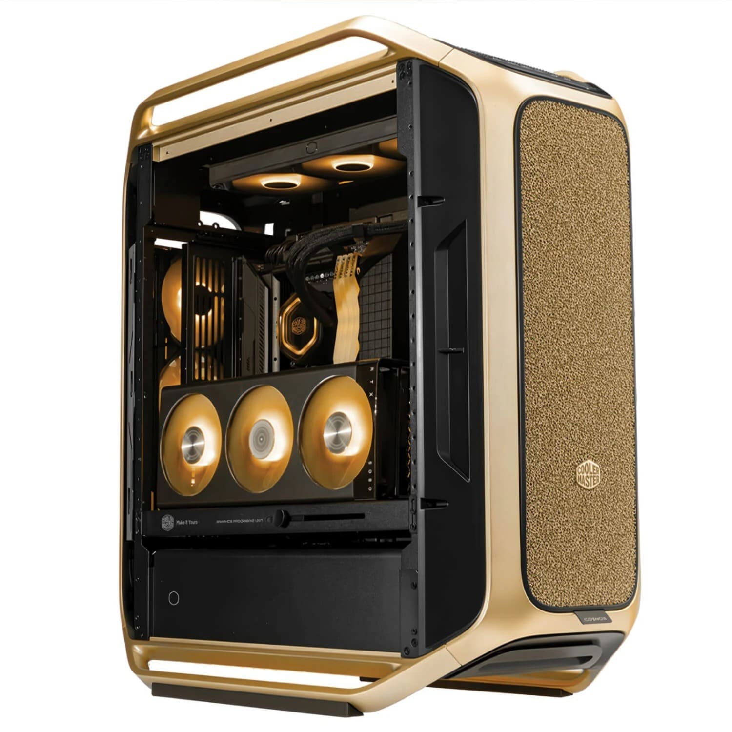 38170-case-cooler-master-cosmos-alpha-gold-philong-1 Vỏ Case Cooler Master COSMOS ALPHA GOLD Limited Edition (Logo mạ vàng 24K, Full Tower, E-ATX, Sẵn 3 fan, Max 15 fan, Rad 420, USB-C 20Gbps)
