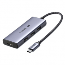 Đầu Chuyển USB Type-C 4 IN 1 Thunderbolt 3 UGREEN 50629 (HDMI 8K@30Hz, x3 USB 3.0)