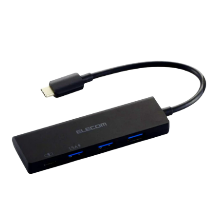 38214-thi-t-k-ch-a-c-t-n HUB USB TYPE C TO 1 PORT USB-C + 3 USB 3.2 ELECOM U3HC-H040PBK (5Gbps)